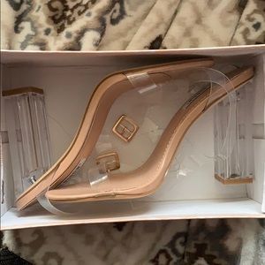 Size 8 nude/clear heels